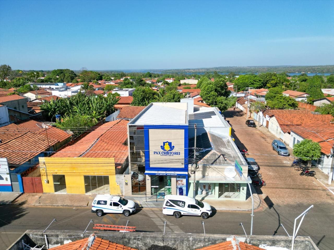 Vista aérea da sede da Funerária Pax Cristo Rei, em Porto Franco